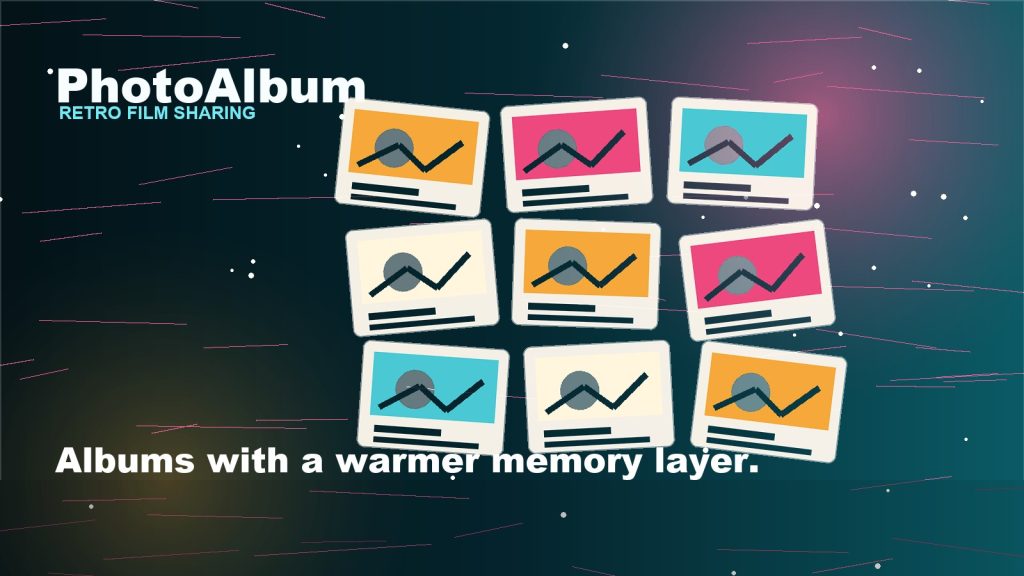PhotoAlbum retro photo sharing SaaS interface
